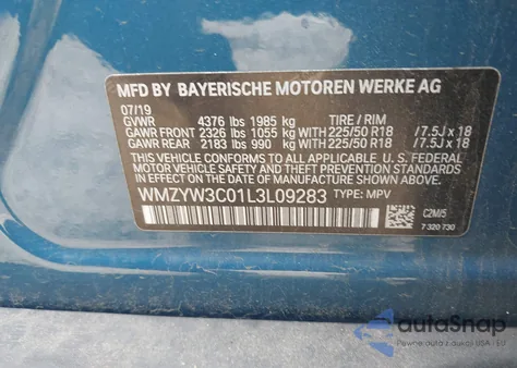 2020 Mini Countryman Cooper z USA, uszkodzony, nr VIN WMZYW3C01L3L09283